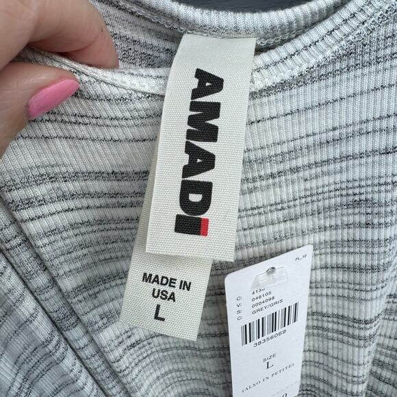 💚SALE: NWT Anthropologie AMADI size L light gray knit loop twist front sun dress - Picture 6 of 11